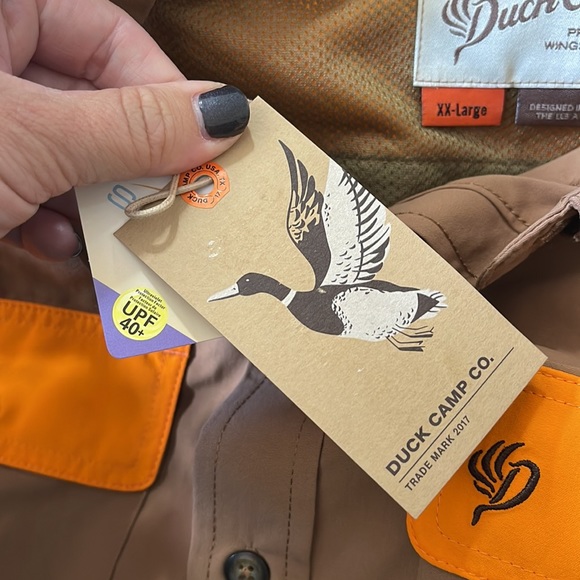 NEW Duck Camp Tan and Orange Hunting Button Up Shirt Men's Size XX-Large NWT - Picture 6 of 7